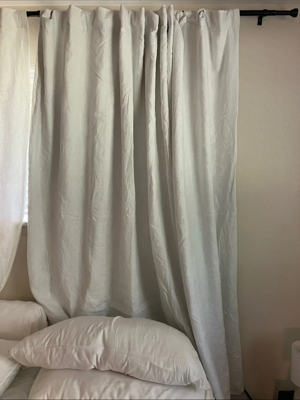 Quince 96x84 White Linen Blackout Curtain Panel